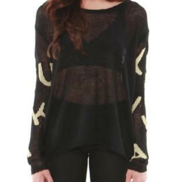 Sweaters - Oversized Park & Lune Black Gold Sheer Sweater